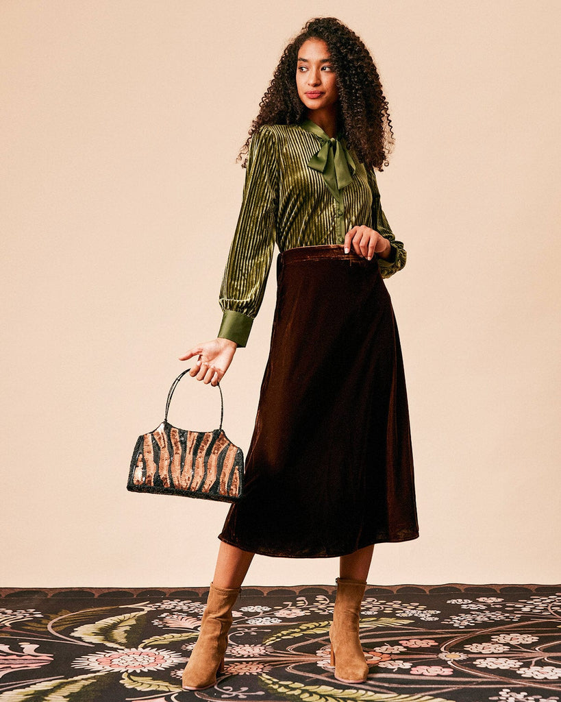 The Solid Color Velvet  Skirt Bottoms - RIHOAS