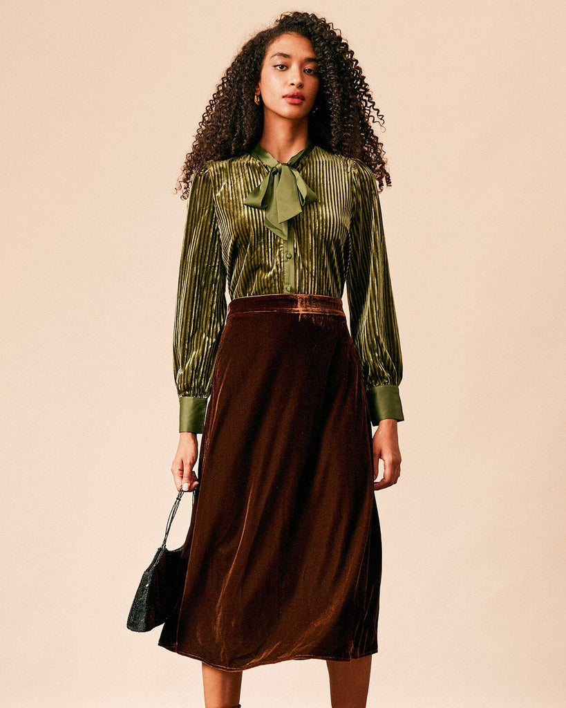 The Solid Color Velvet  Skirt Bottoms - RIHOAS