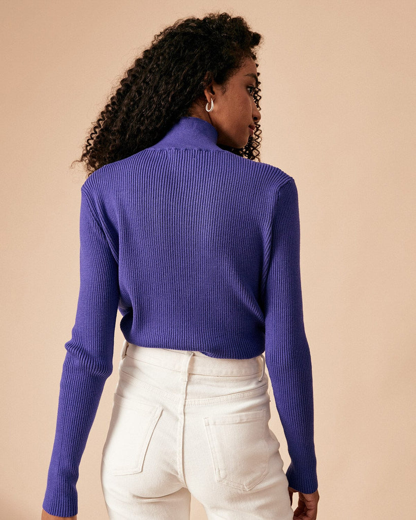 The Solid Mock Neck Knit Top Tops - RIHOAS