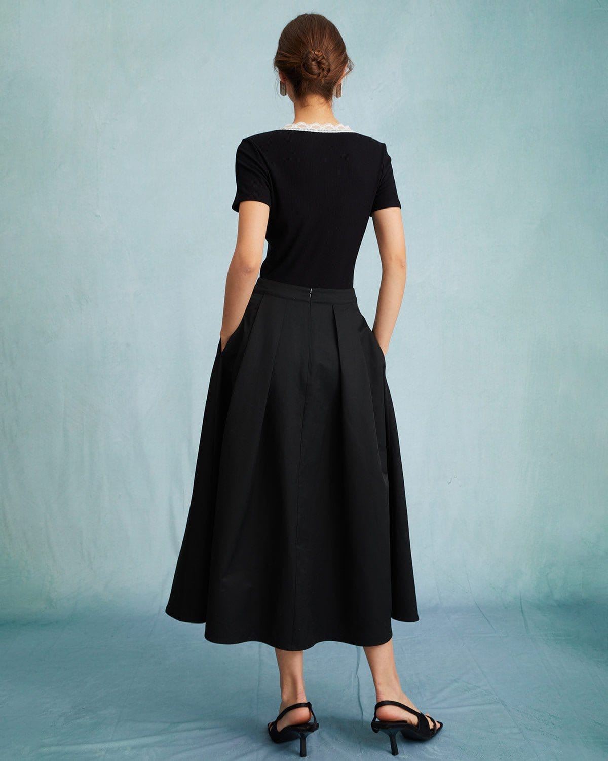 High Waisted Flared Midi Skirt - 221123 - GFLOCK.LK