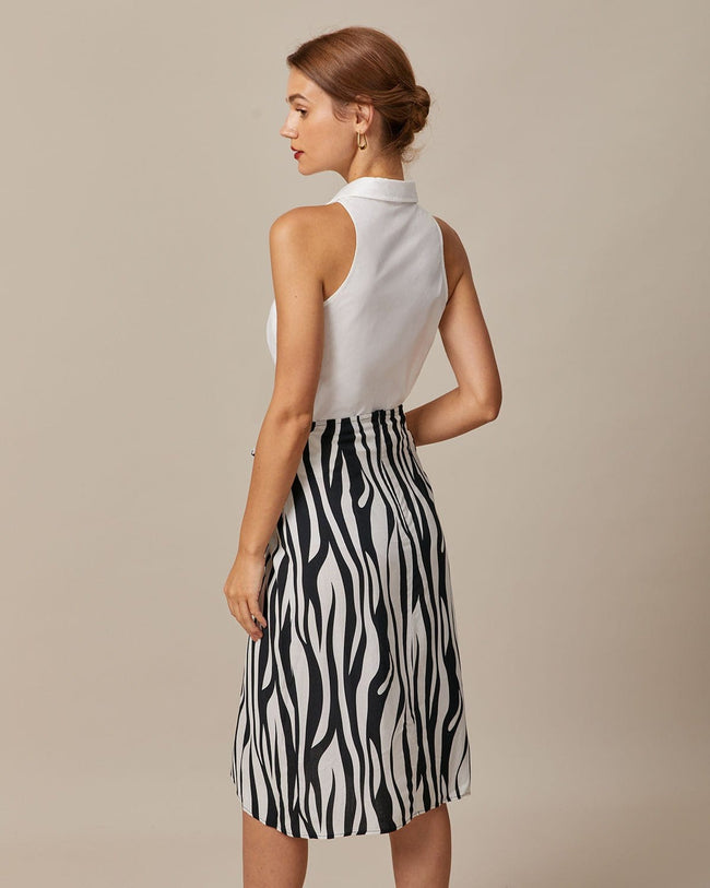 The White Collared Button Up Sleeveless Shirt - Women's