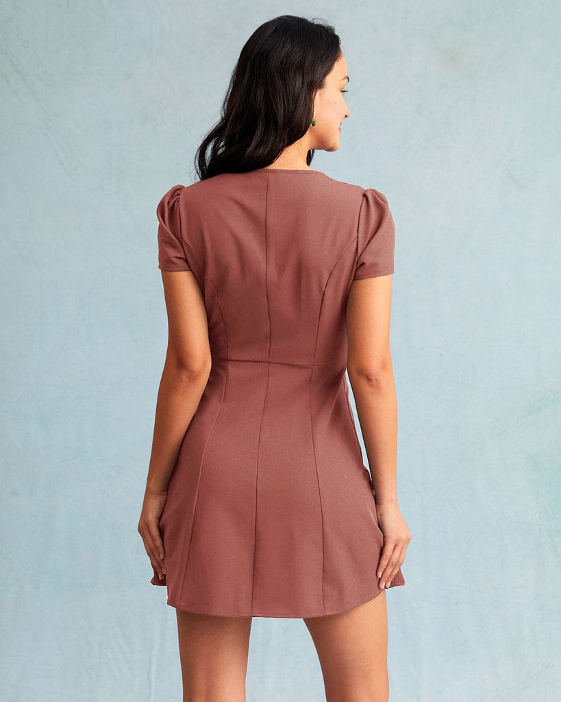 The Solid V-Neck Shirt Dress Dresses - RIHOAS