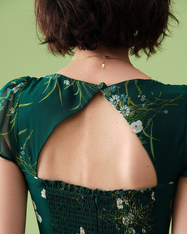 The Square Neck Backless Midi Dress Dresses - RIHOAS