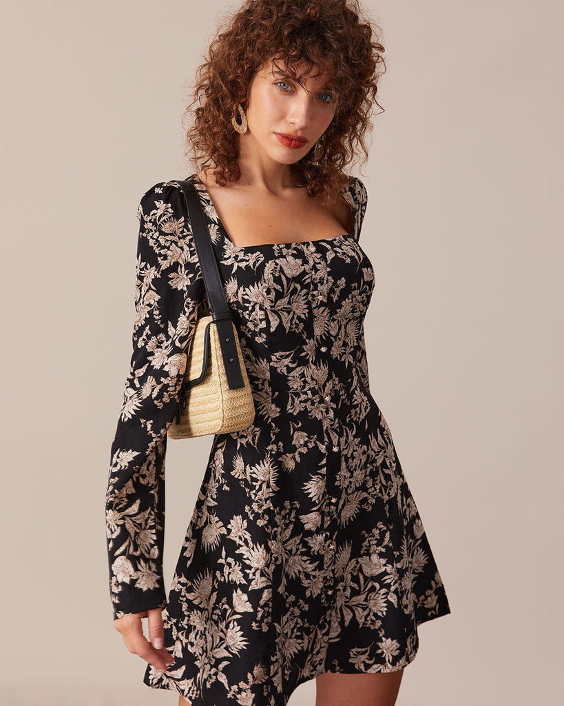 The Square Neck Backless Mini Dress Dresses - RIHOAS