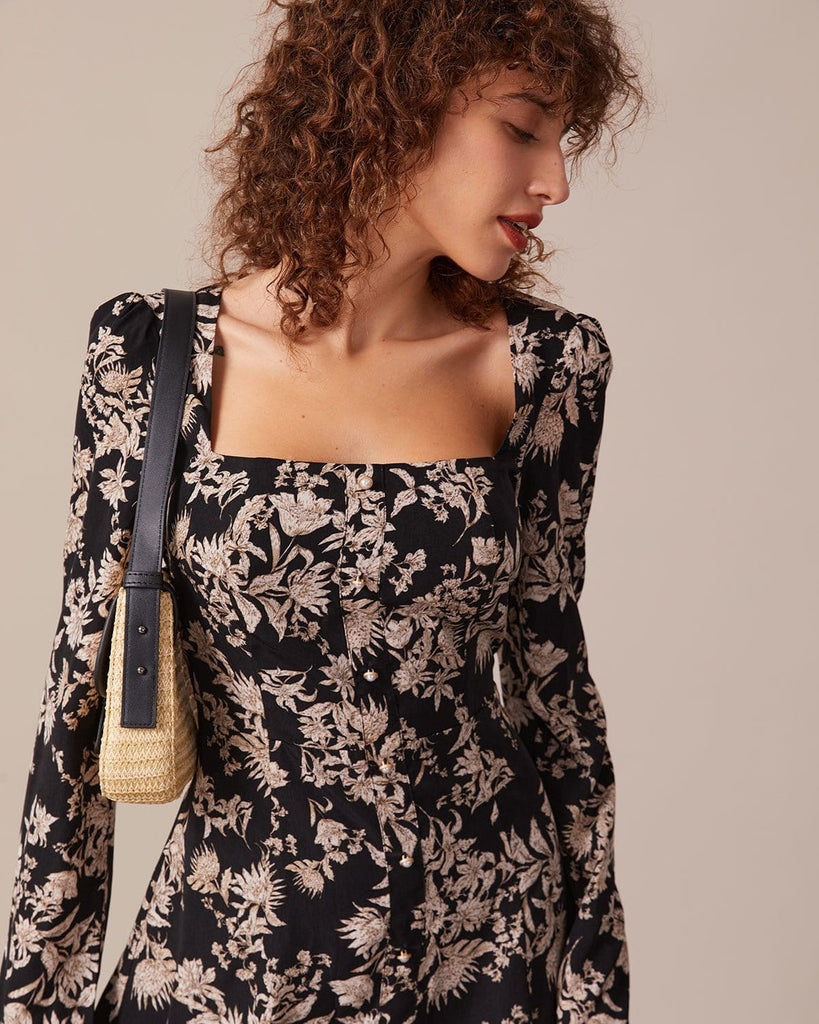 The Square Neck Backless Mini Dress Dresses - RIHOAS