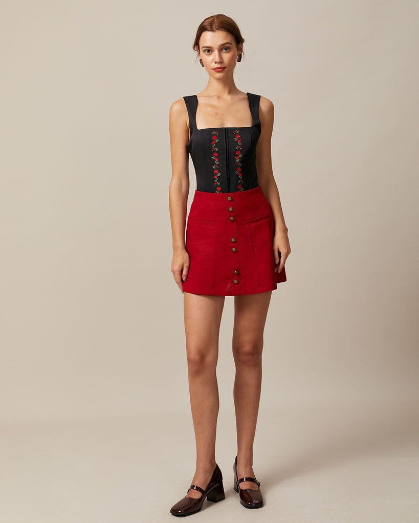 The Square Neck Embroidery Cami Top Tops - RIHOAS