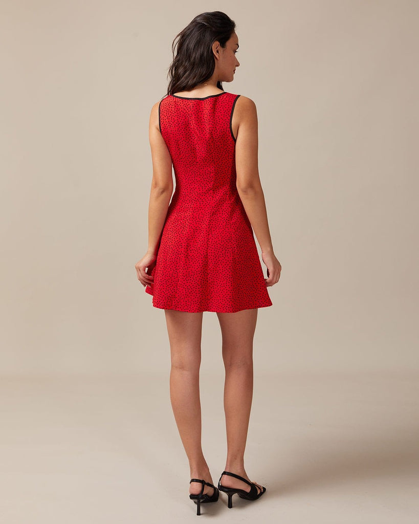 The Square Neck Heart Print Dress Dresses - RIHOAS