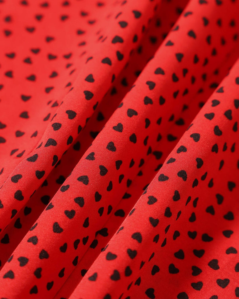 The Square Neck Heart Print Dress Dresses - RIHOAS