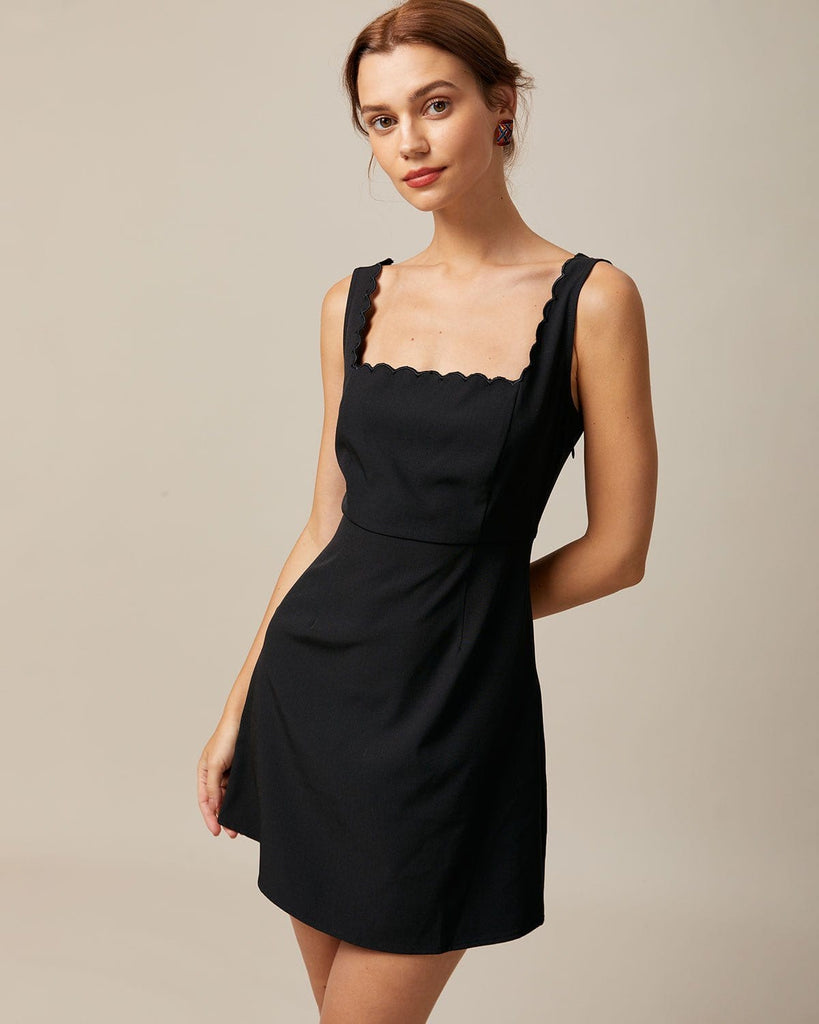 The Square Neck Scalloped Dress Dresses - RIHOAS