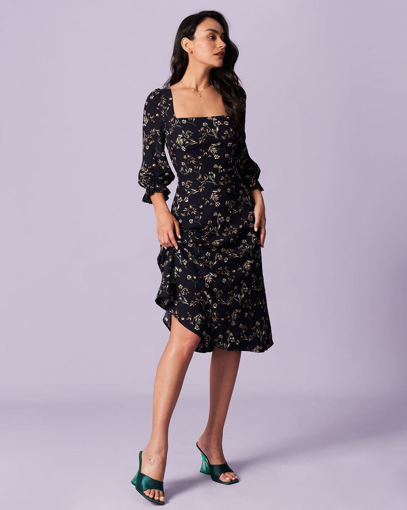 The Square Neck Tie-Back Dress Dresses - RIHOAS