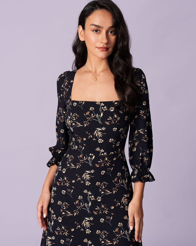 The Square Neck Tie-Back Dress Dresses - RIHOAS