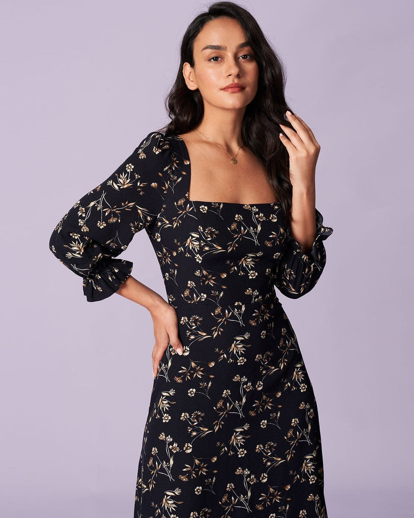 The Square Neck Tie-Back Dress Dresses - RIHOAS