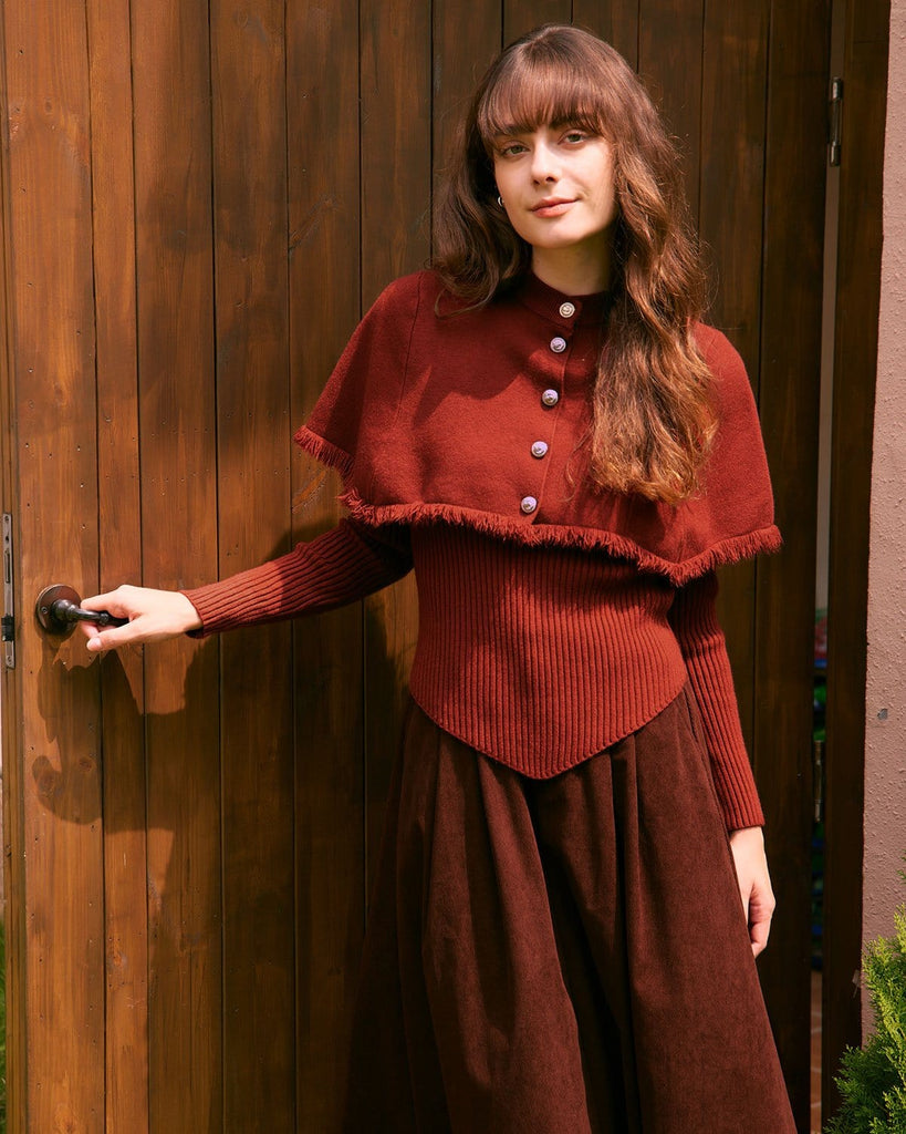 The Stand Cape Knitted Top Red Tops - RIHOAS