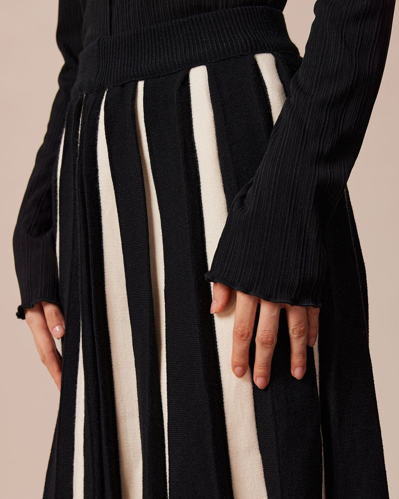 The Stripe Pattern Knit Skirt Bottoms - RIHOAS