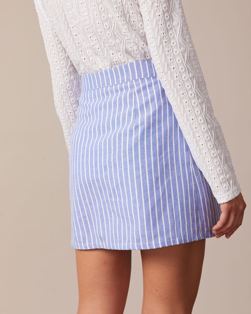 The Striped Button Down Mini Skirt Bottoms - RIHOAS