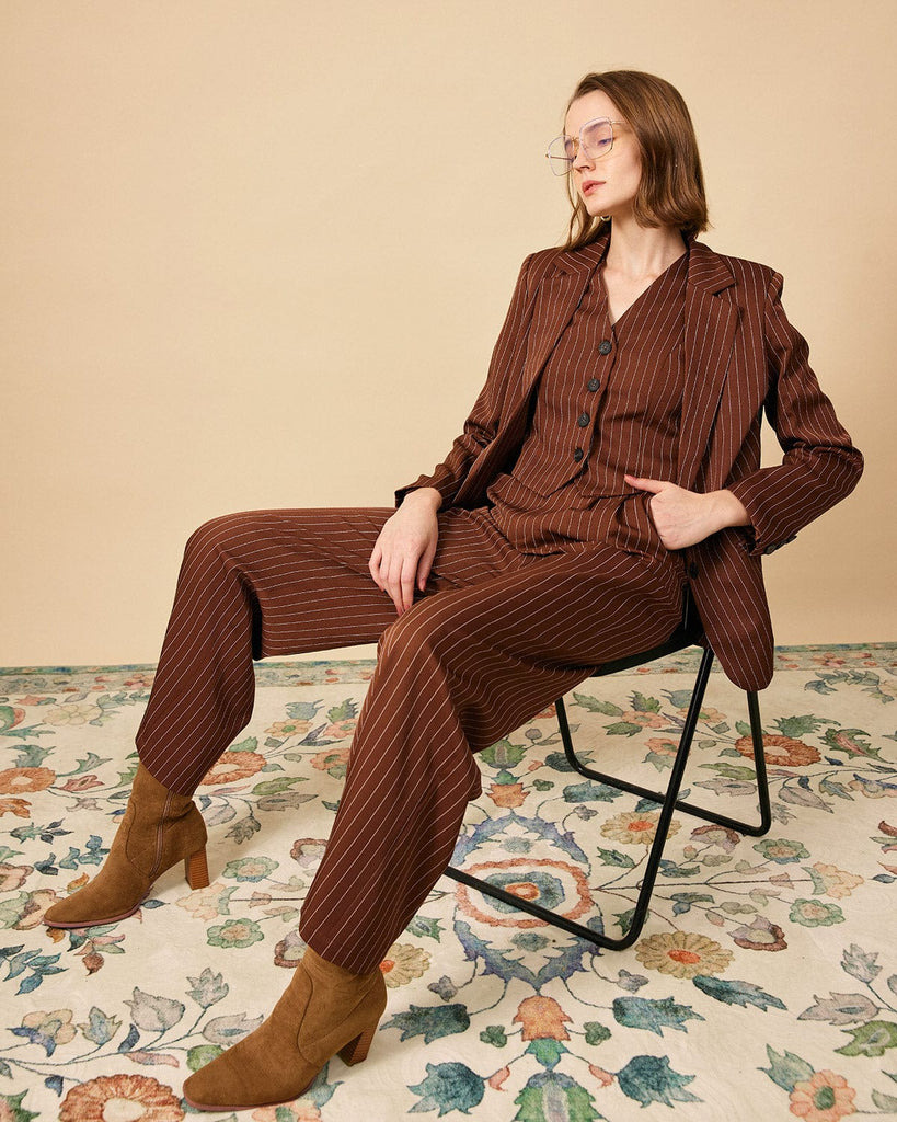 The Striped Single-Breasted Vest Tops - RIHOAS