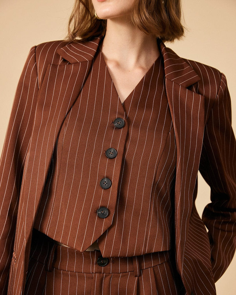 The Striped Single-Breasted Vest Tops - RIHOAS