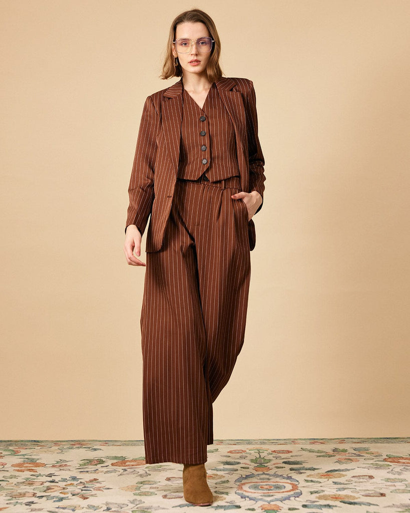 The Striped Single Button Blazer Outerwear - RIHOAS