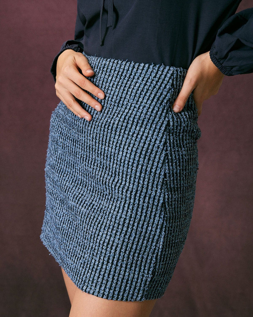The Striped Tweed A-Line Skirt Bottoms - RIHOAS