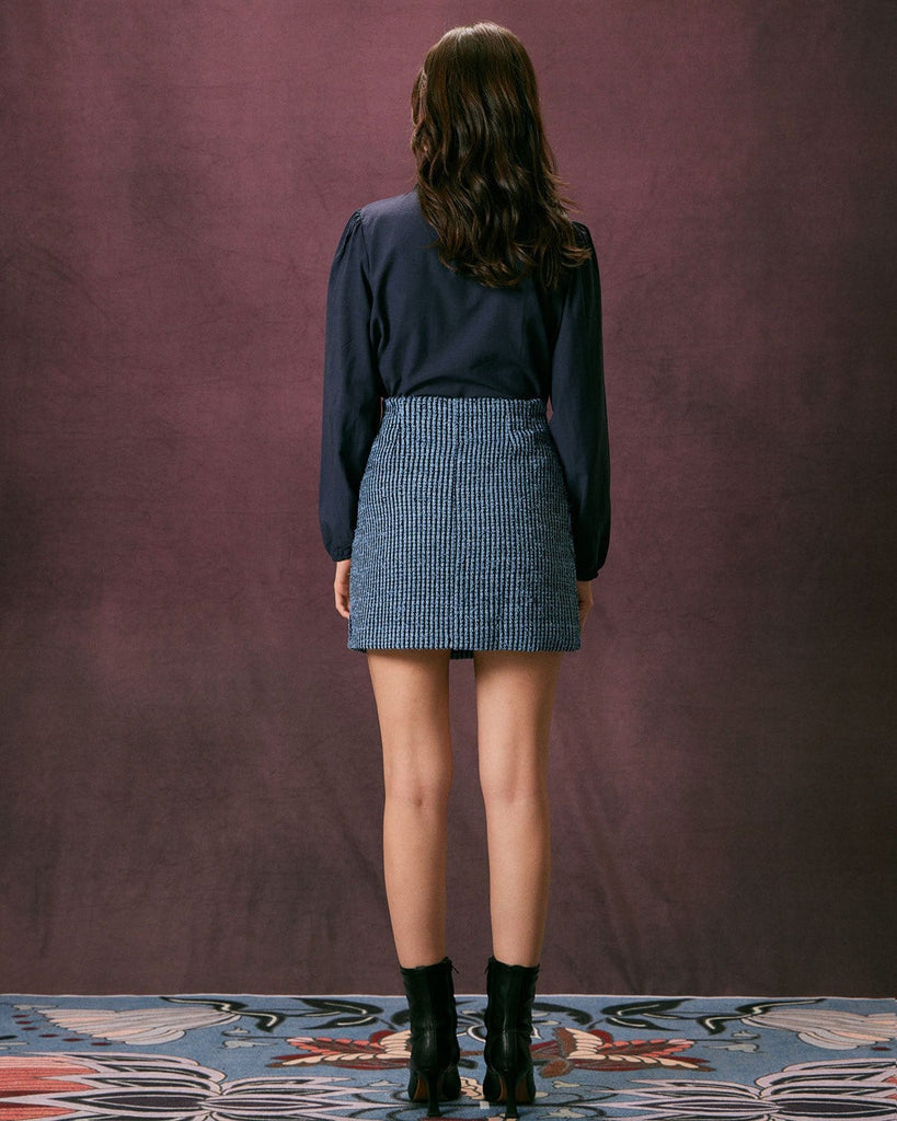 The Striped Tweed A-Line Skirt Bottoms - RIHOAS