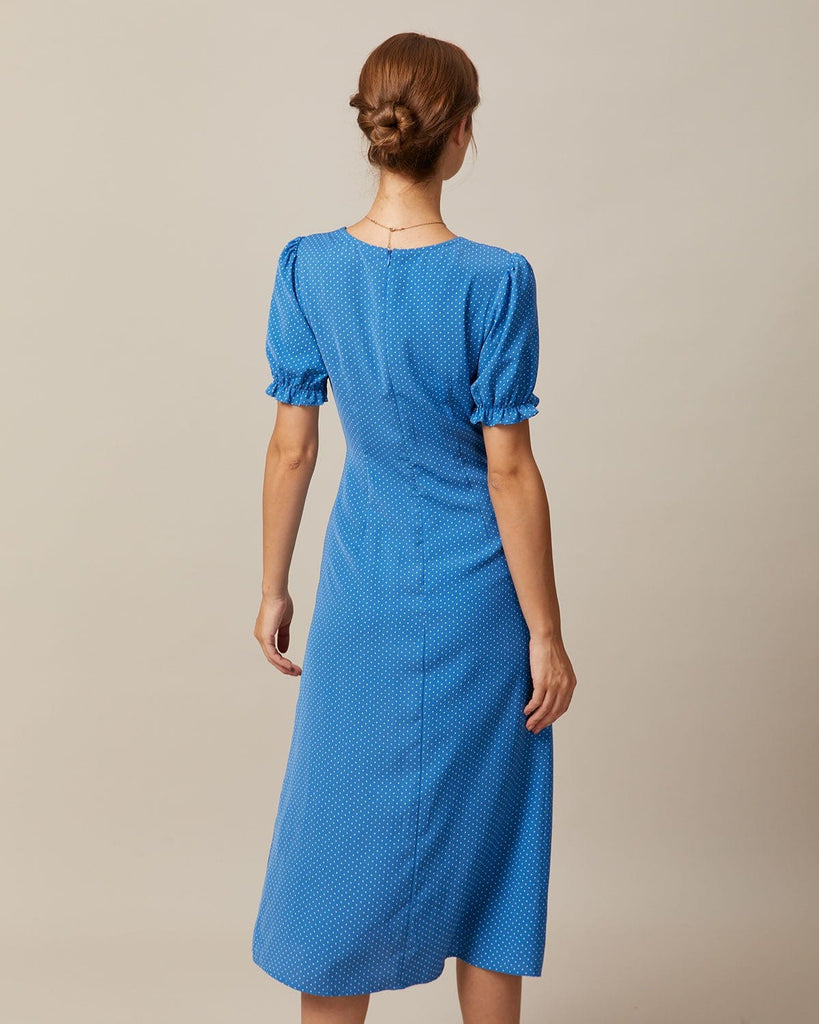 The Sweetheart Neck Ruched Polka Dot Dress Dresses - RIHOAS
