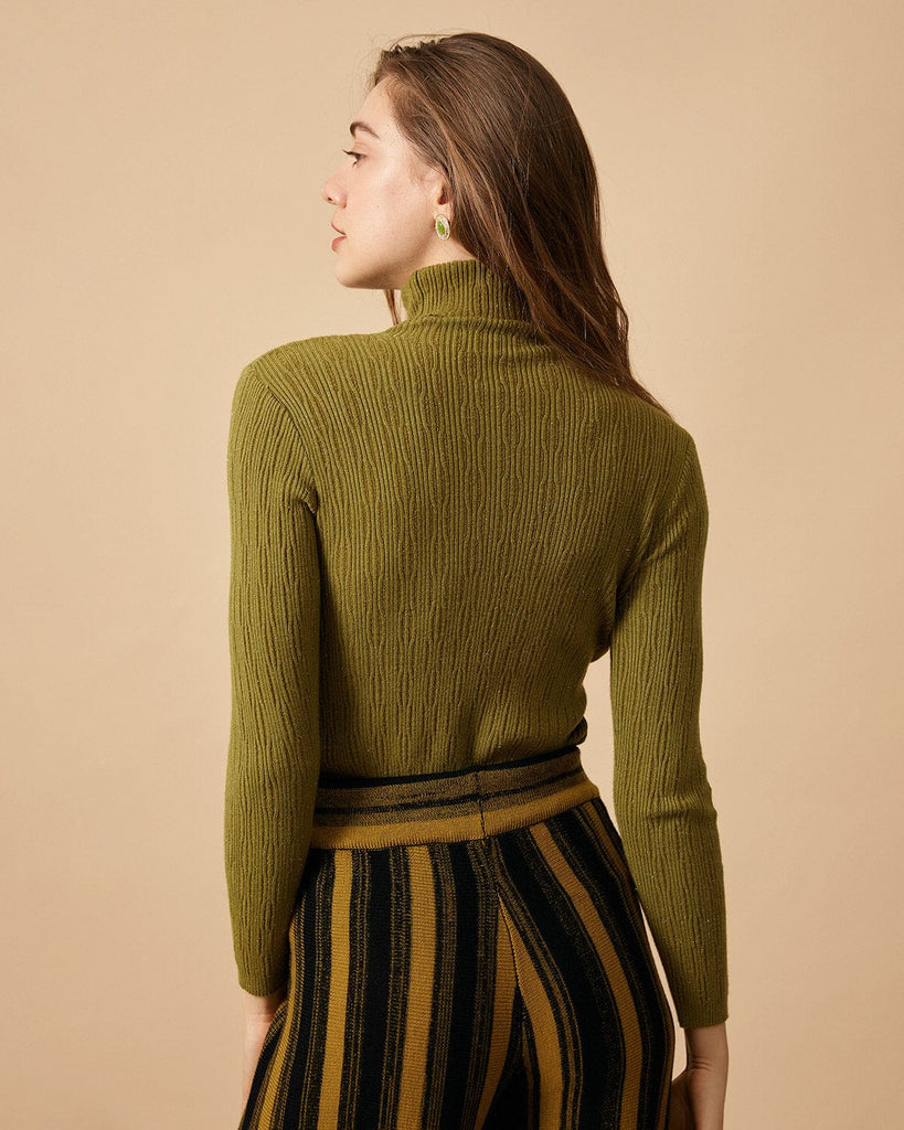 The Textured Turtleneck Knit Top Tops - RIHOAS