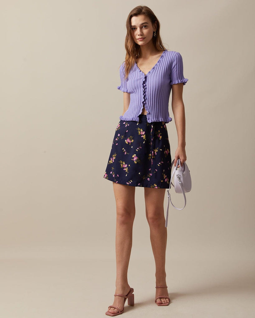 The Tie-Waist Floral Mini Skirt Bottoms - RIHOAS