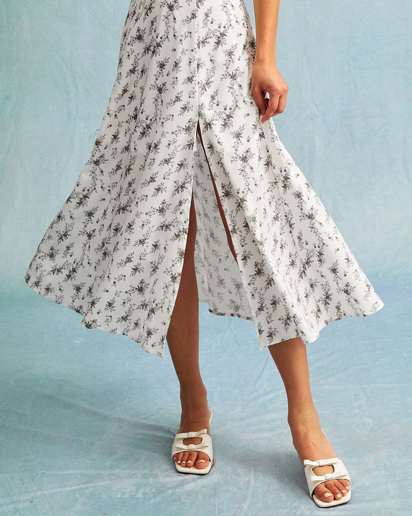 The Tie Front Floral Midi Dress Dresses - RIHOAS