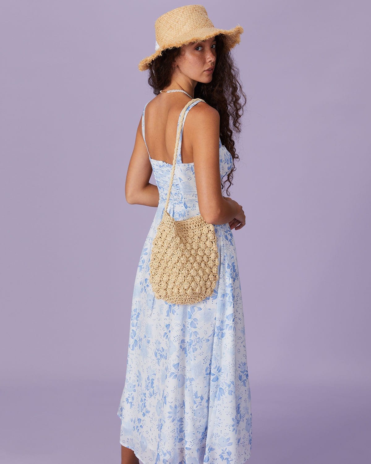 The Blue Square Neck Floral Ruched Midi Dress & Reviews - Blue - Dresses | RIHOAS The Blue Square Neck Floral Ruched Midi Dress & Reviews - Blue - Dresses | RIHOAS