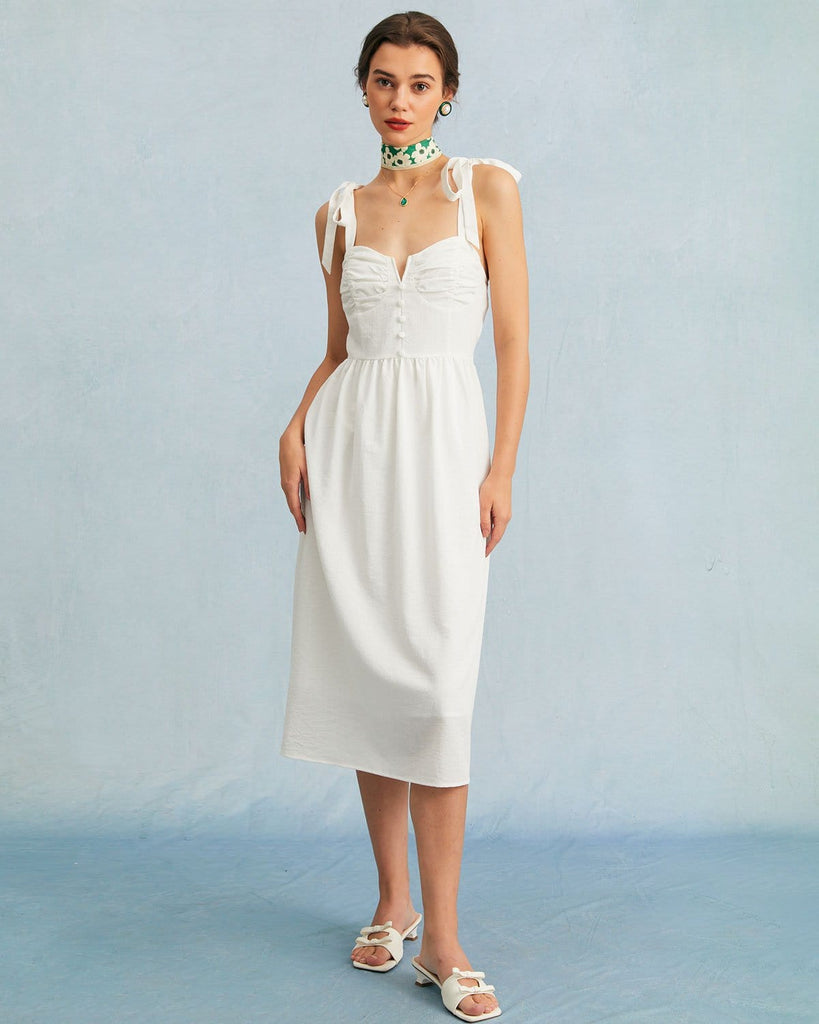 The Tie Shoulder Notched Dress Dresses - RIHOAS