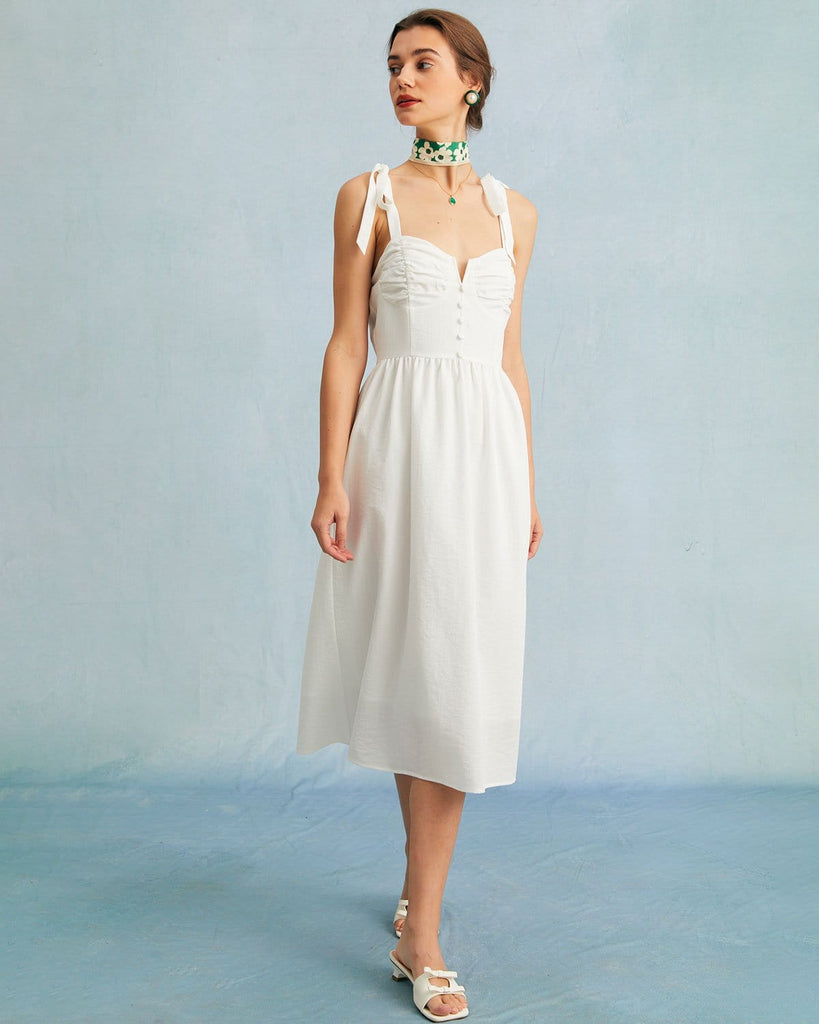 The Tie Shoulder Notched Dress Dresses - RIHOAS
