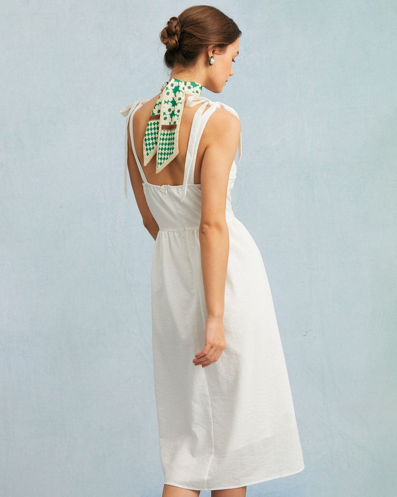 The Tie Shoulder Notched Dress Dresses - RIHOAS