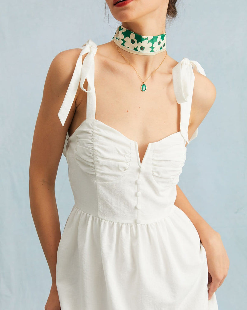 The Tie Shoulder Notched Dress Dresses - RIHOAS