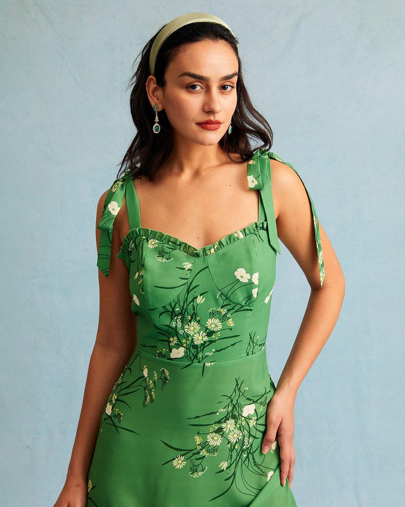 The Tie Shoulder Ruffle Maxi Dress Dresses - RIHOAS