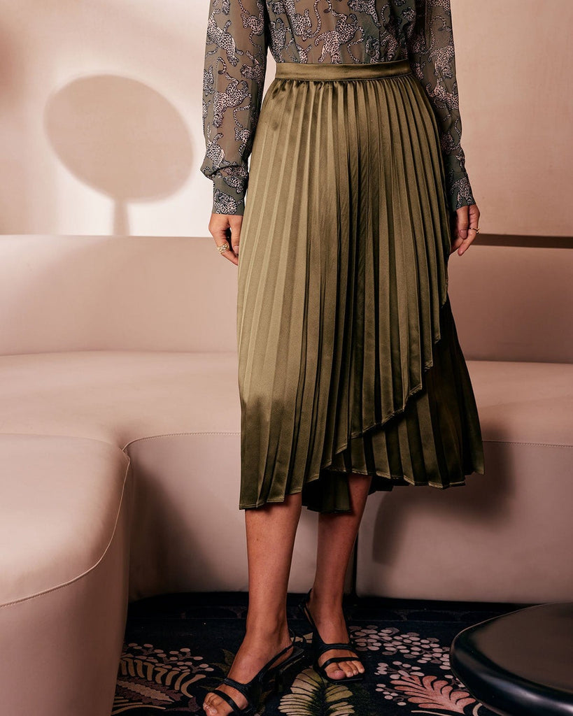 The Tulip Hem Pleated Midi Skirt Bottoms - RIHOAS