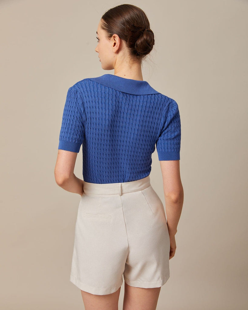 The V-Neck Button Knit Top Tops - RIHOAS