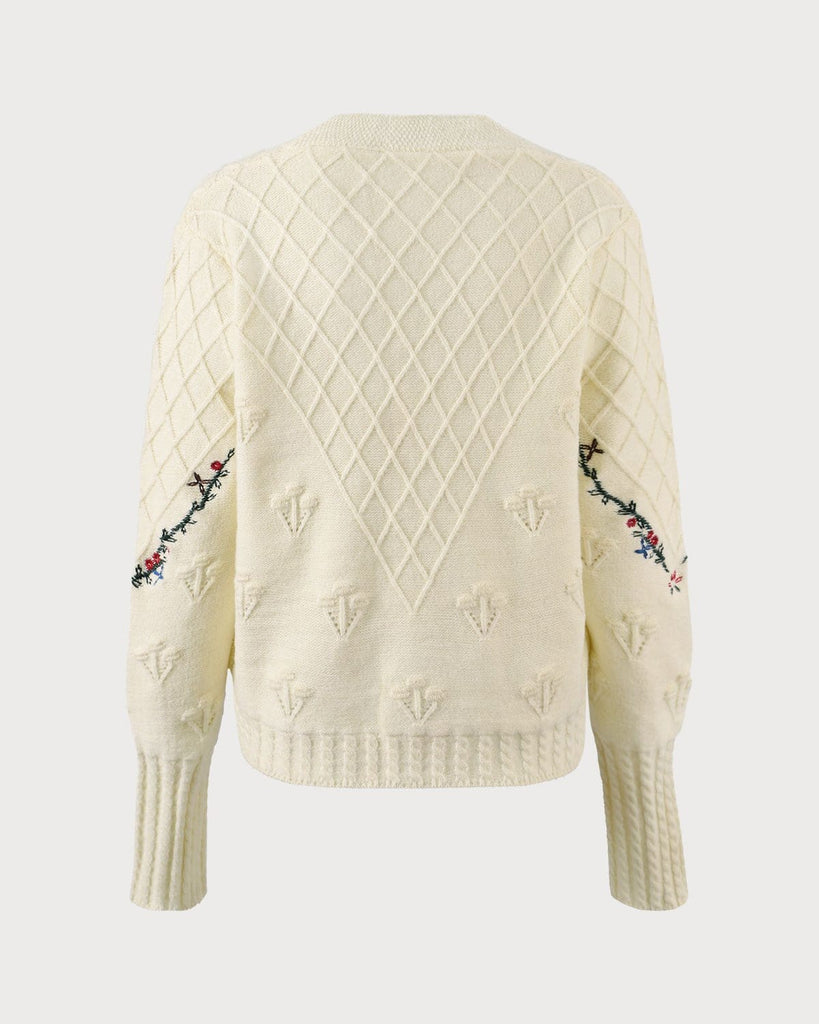 The V-Neck Embroidery Cardigan Tops - RIHOAS