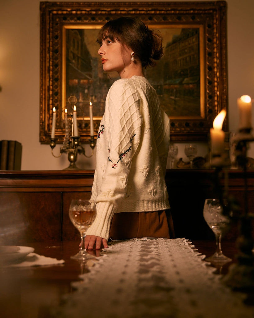 The V-Neck Embroidery Cardigan Tops - RIHOAS