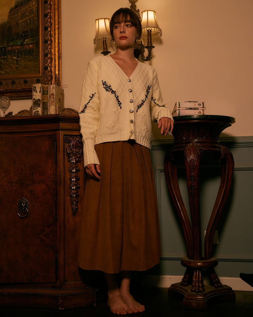 The V-Neck Embroidery Cardigan Tops - RIHOAS