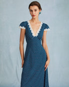 The V-Neck Polka Dot Dress Dresses - RIHOAS