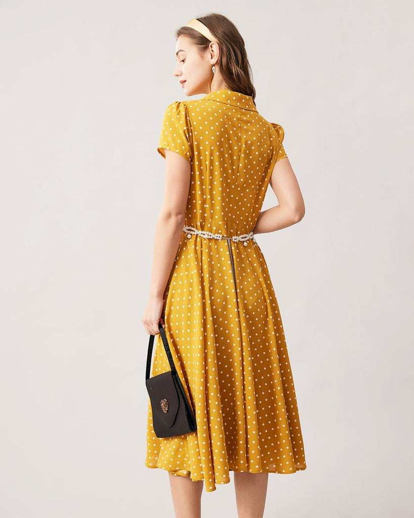 The V-Neck Polka Dot Swing Dress Dresses - RIHOAS