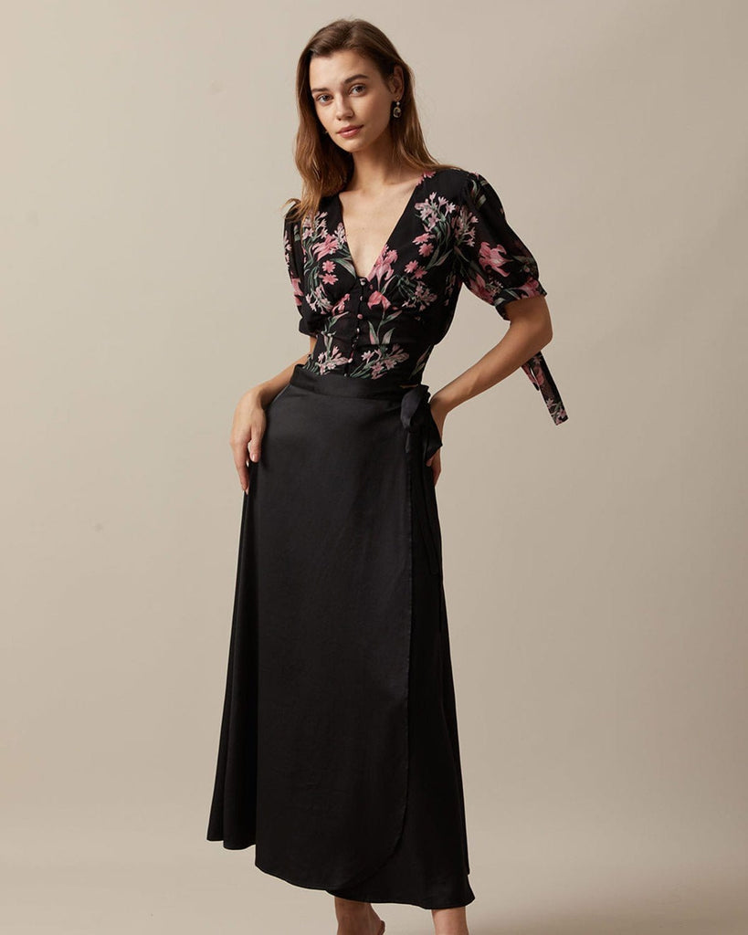 The V-Neck Puff Sleeve Floral Blouse Tops - RIHOAS