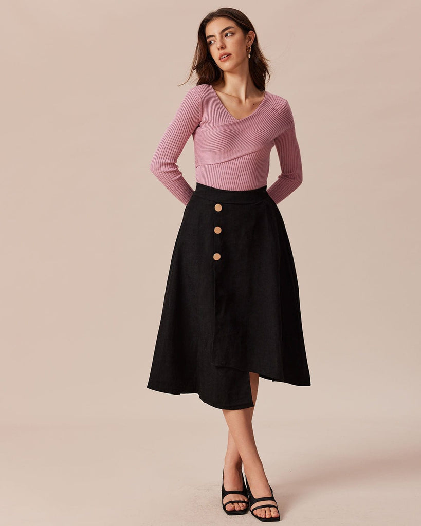 The V-Neck Wrap Front Knitted Top Tops - RIHOAS
