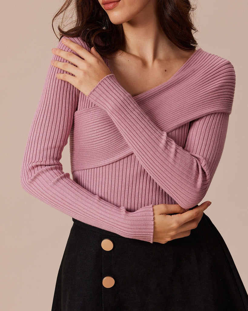 The V-Neck Wrap Front Knitted Top Tops - RIHOAS