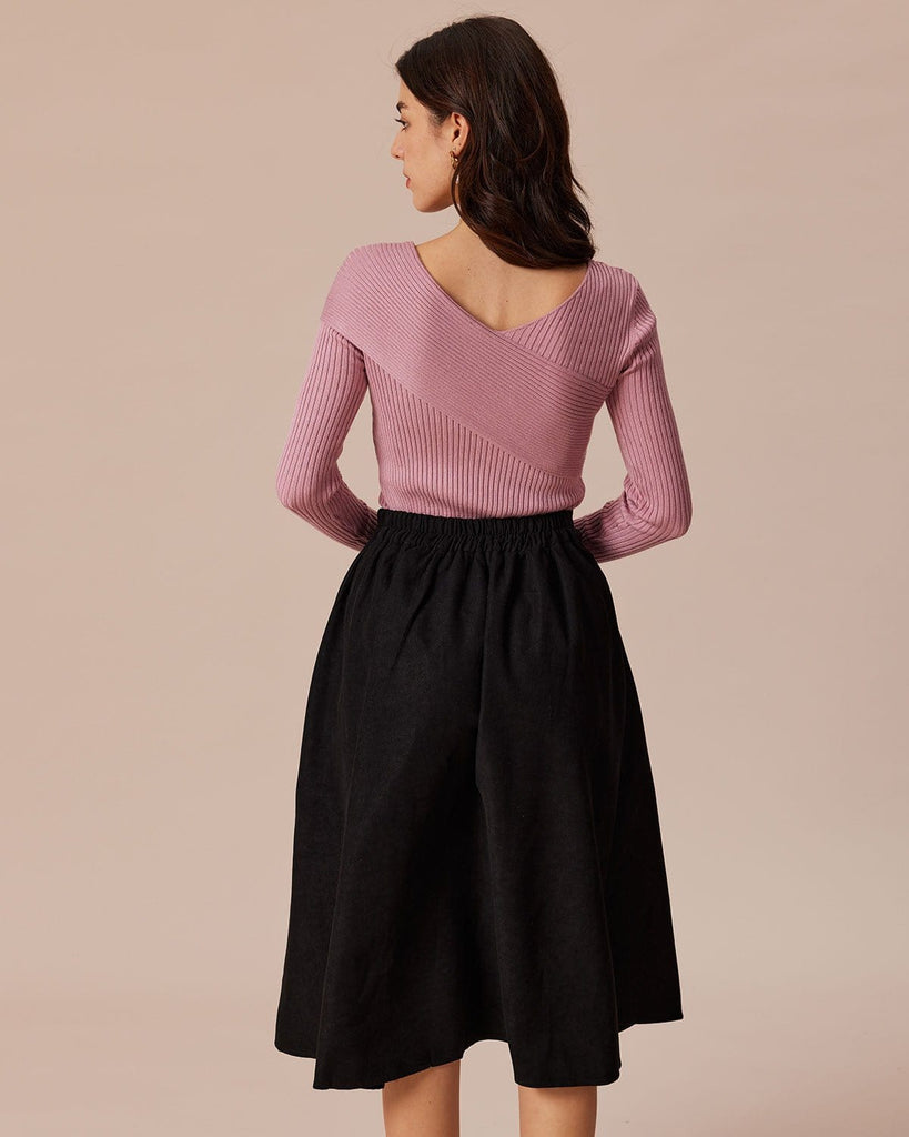 The V-Neck Wrap Front Knitted Top Tops - RIHOAS
