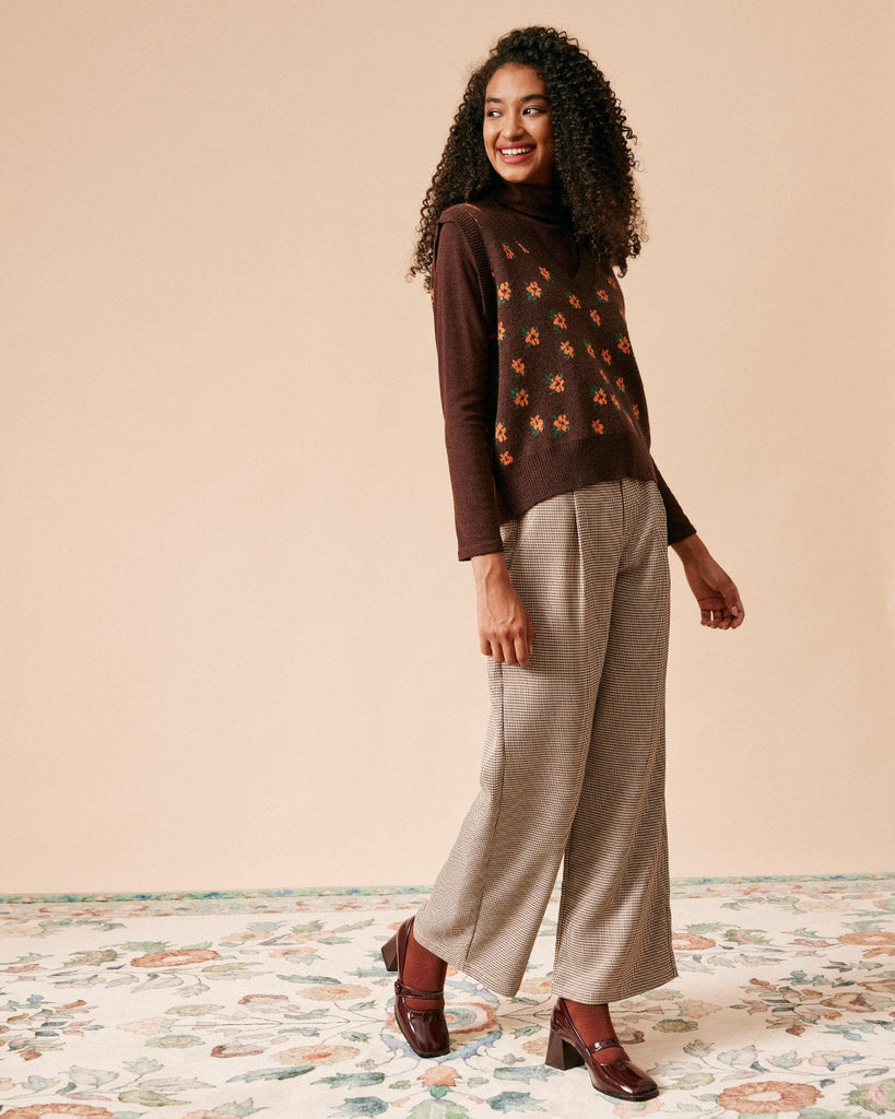 The V Neck Floral Sweater Vest Tops - RIHOAS