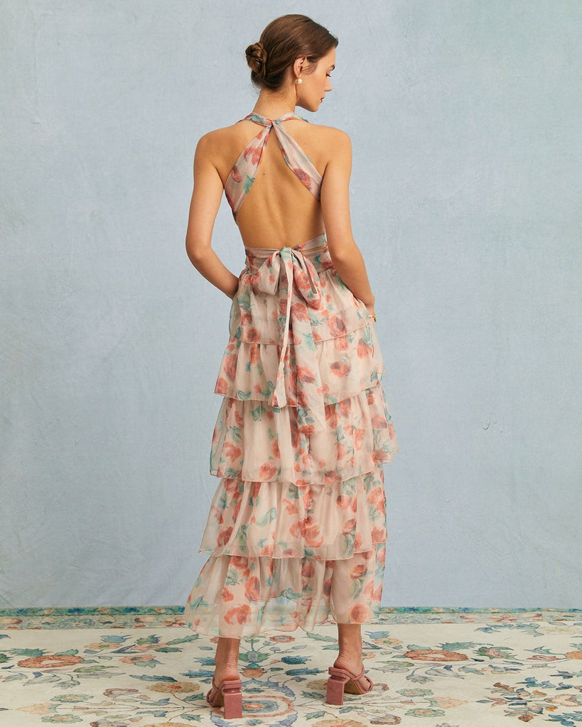 The V Neck Mesh Backless Dress Dresses - RIHOAS
