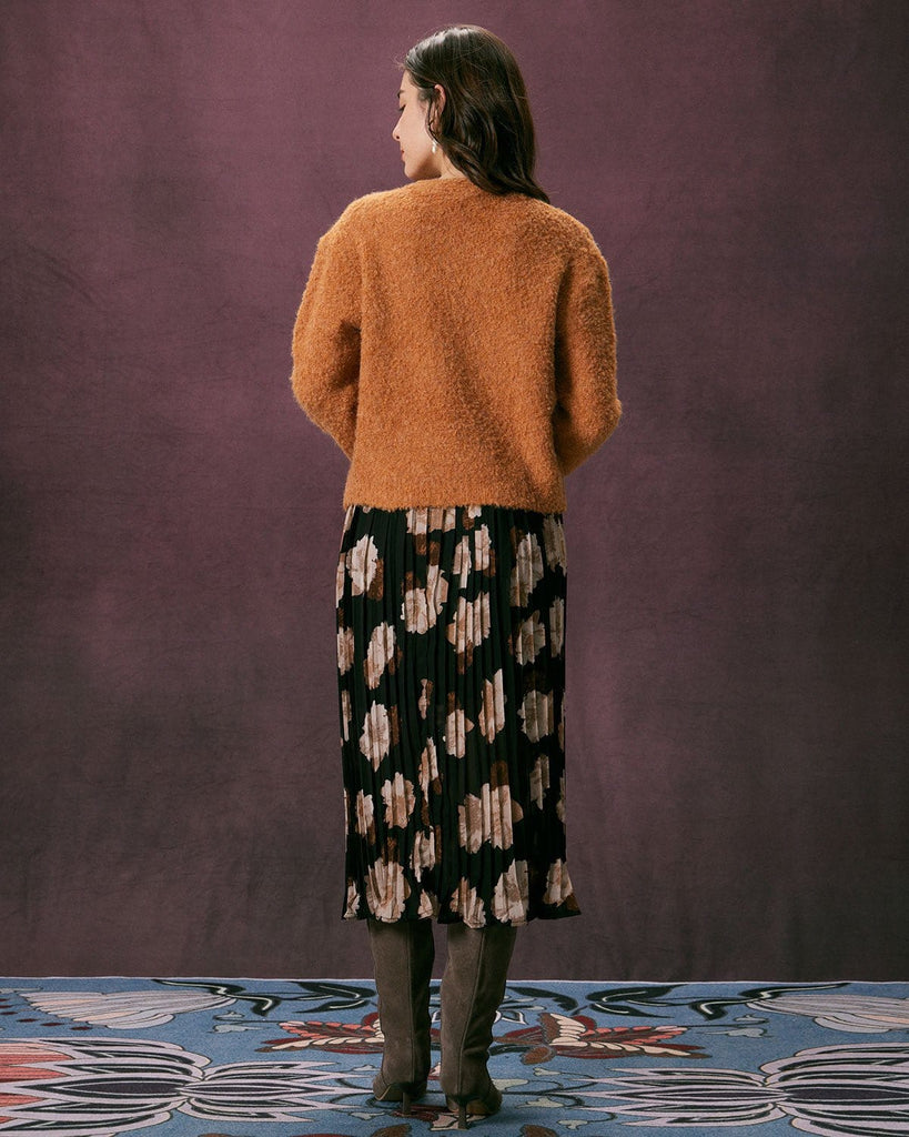 The V Neck Solid Fluffy Cardigan Tops - RIHOAS