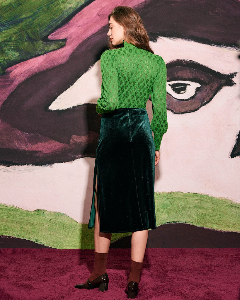 The Vintage Velvet Split Skirt Bottoms - RIHOAS