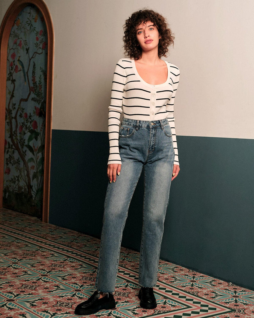 The Washed Straight Jeans Denim - RIHOAS